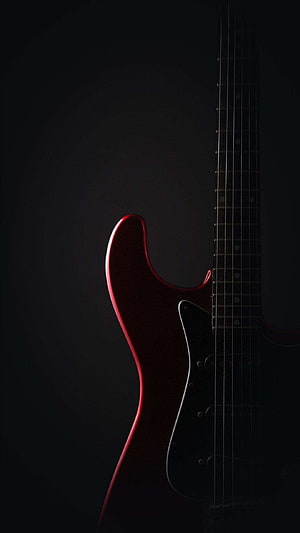 Dramatic Red Fender Electric Guitar Silhouette Against Dark Background HD phone wallpaper