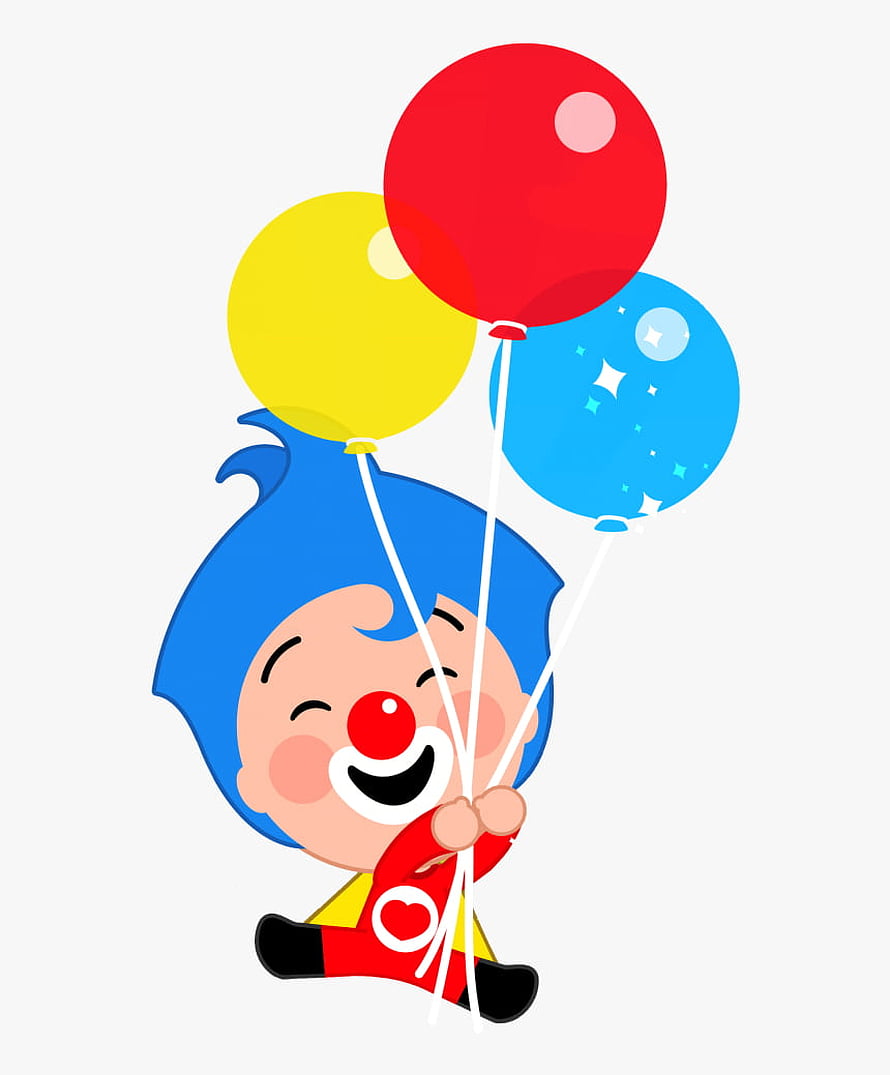 Cute Cartoon Clown Flying With Colorful Balloons HD phone wallpaper