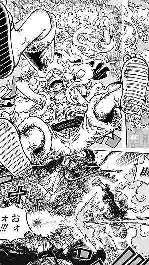 One Piece Manga Panel Luffy Gear Fourth Boundman vs Kaido Dragon Fight, Luffy gear 5th, art, Onepiece, anime HD phone wallpaper