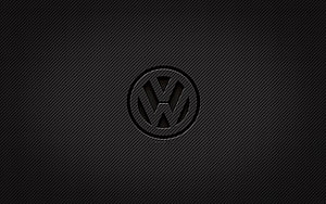 Volkswagen Logo on Dark Carbon Fiber Texture Background HD wallpaper
