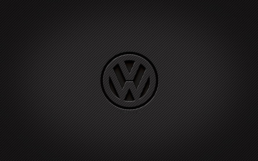 Volkswagen Logo on Dark Carbon Fiber Texture Background HD wallpaper