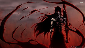 Ichigo Kurosaki in Dark Form with Crimson Energy from Bleach Anime HD wallpaper