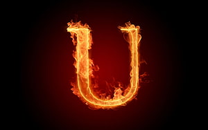 Burning Letter U Alphabet Fire Flame Typography Background HD wallpaper