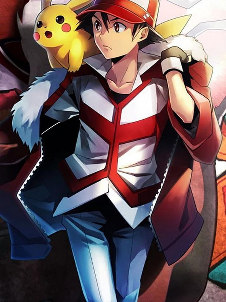 Ash Ketchum and Pikachu in Red and White Trainer Outfit Anime Illustration HD phone wallpaper