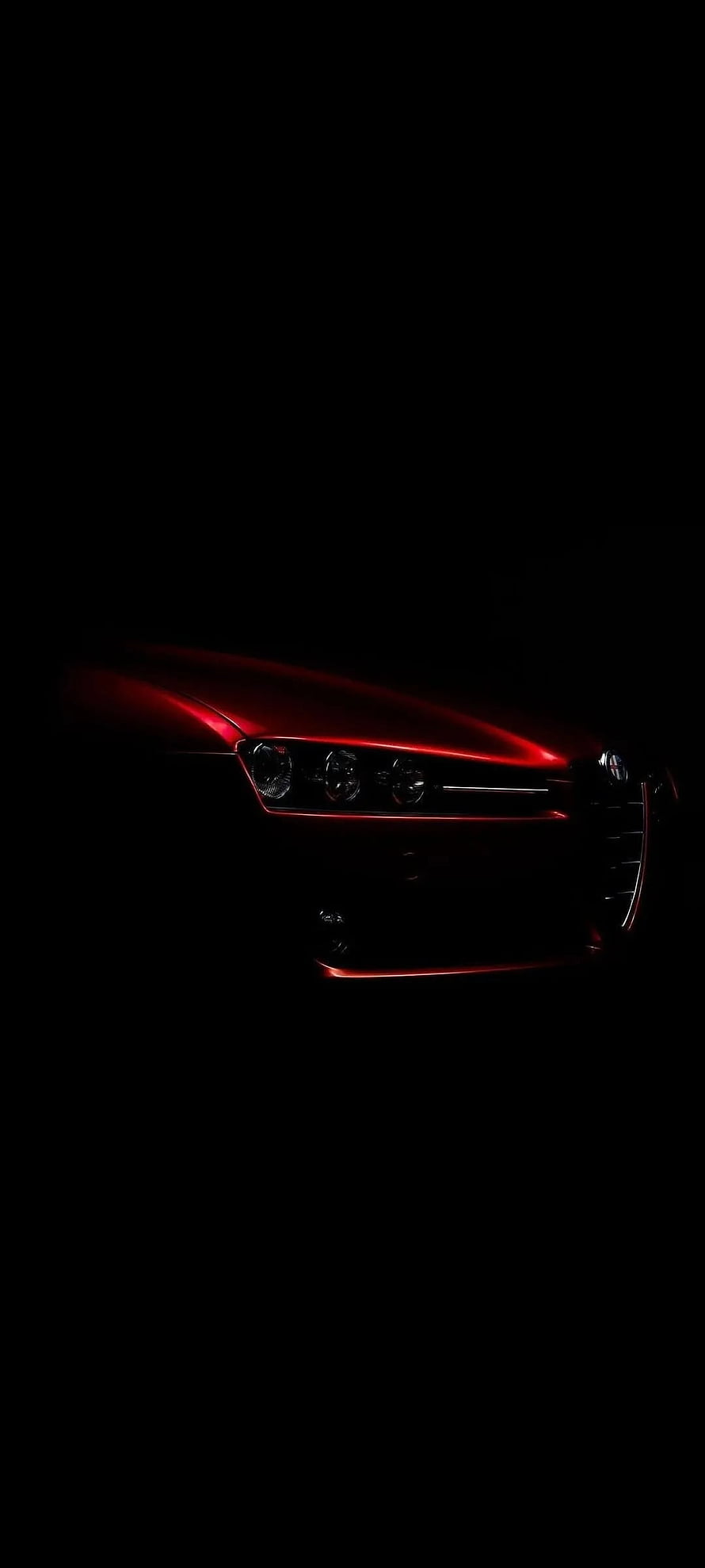 Alfa Romeo 159 Red Front Fascia Dramatic Low-Key Studio Lighting HD phone wallpaper