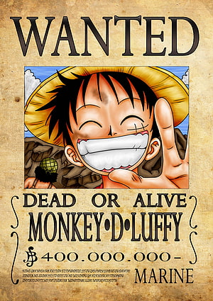Monkey D. Luffy Wanted Poster Anime Wall Art Print HD phone wallpaper