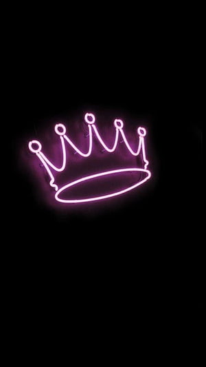 Pink Neon Crown Sign on Black Background Minimalist Glow Art HD phone wallpaper