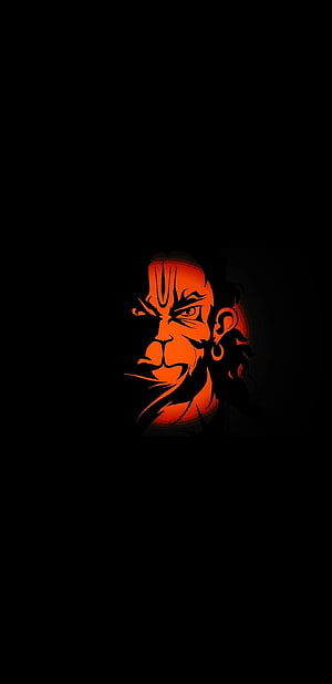Monkey King Sun Wukong stylized orange vector portrait on black background HD phone wallpaper