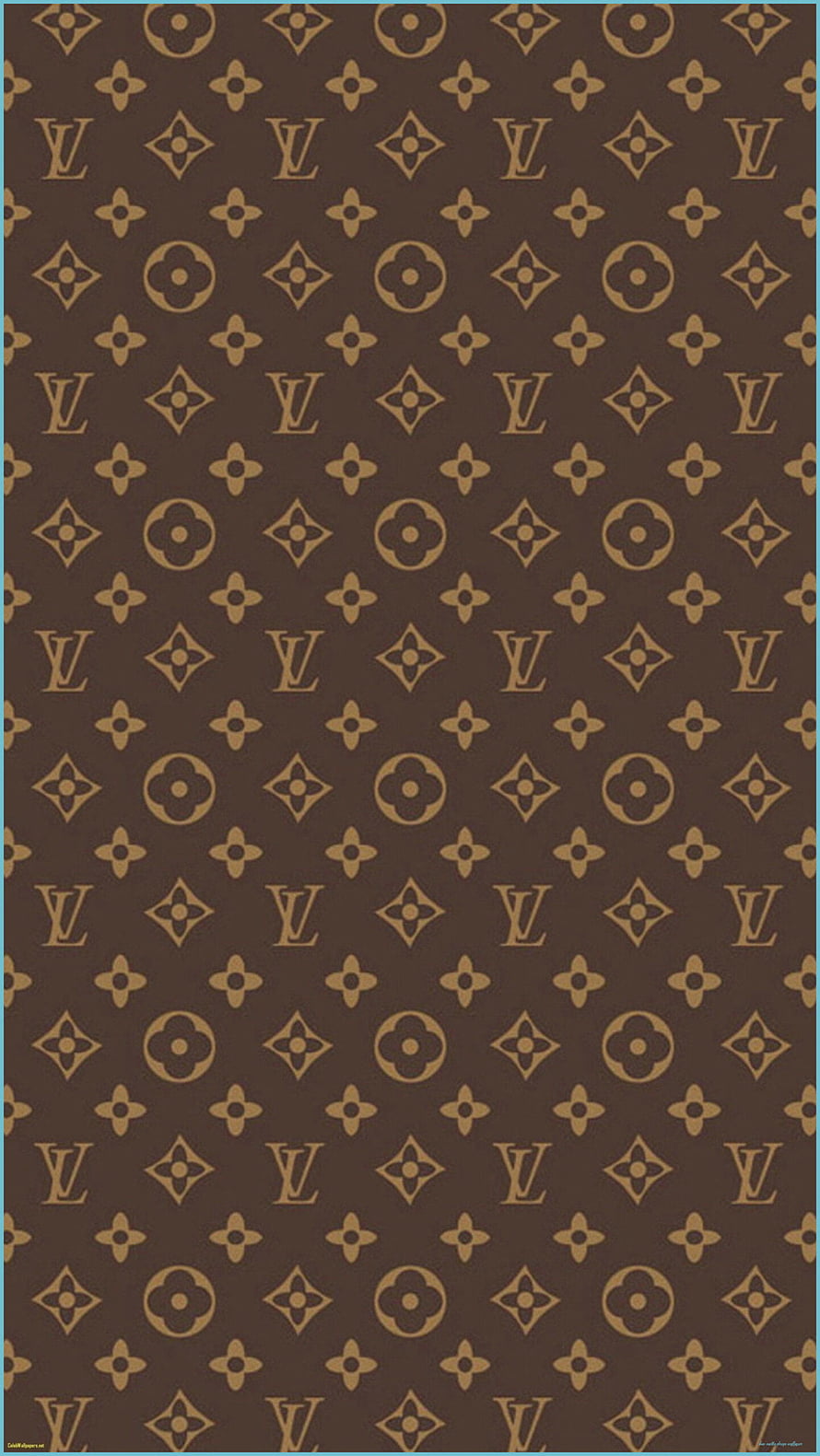 Louis Vuitton Monogram Pattern Wallpaper with Classic Brown and Gold Design HD phone wallpaper