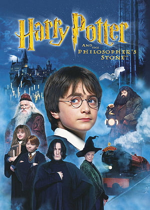Harry Potter and the Philosopher's Stone Movie Poster with Hogwarts Castle and Main Characters HD phone wallpaper
