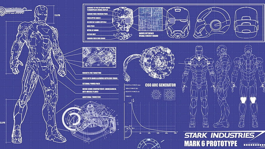 Iron Man Mark 6 Prototype Blueprint with Stark Industries Arc Reactor Schematics, Iron Man blueprint . Iron man armor, Iron man stark, Iron man arc reactor HD wallpaper