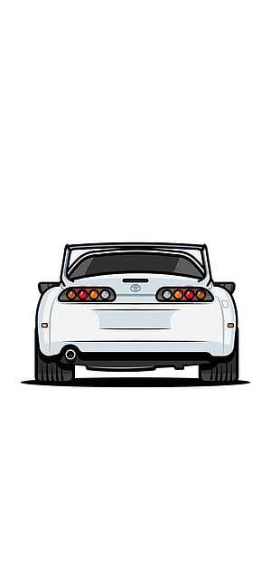 Minimalist Rear View Illustration of a White Toyota Supra Mk4 JDM Sports Car HD phone wallpaper