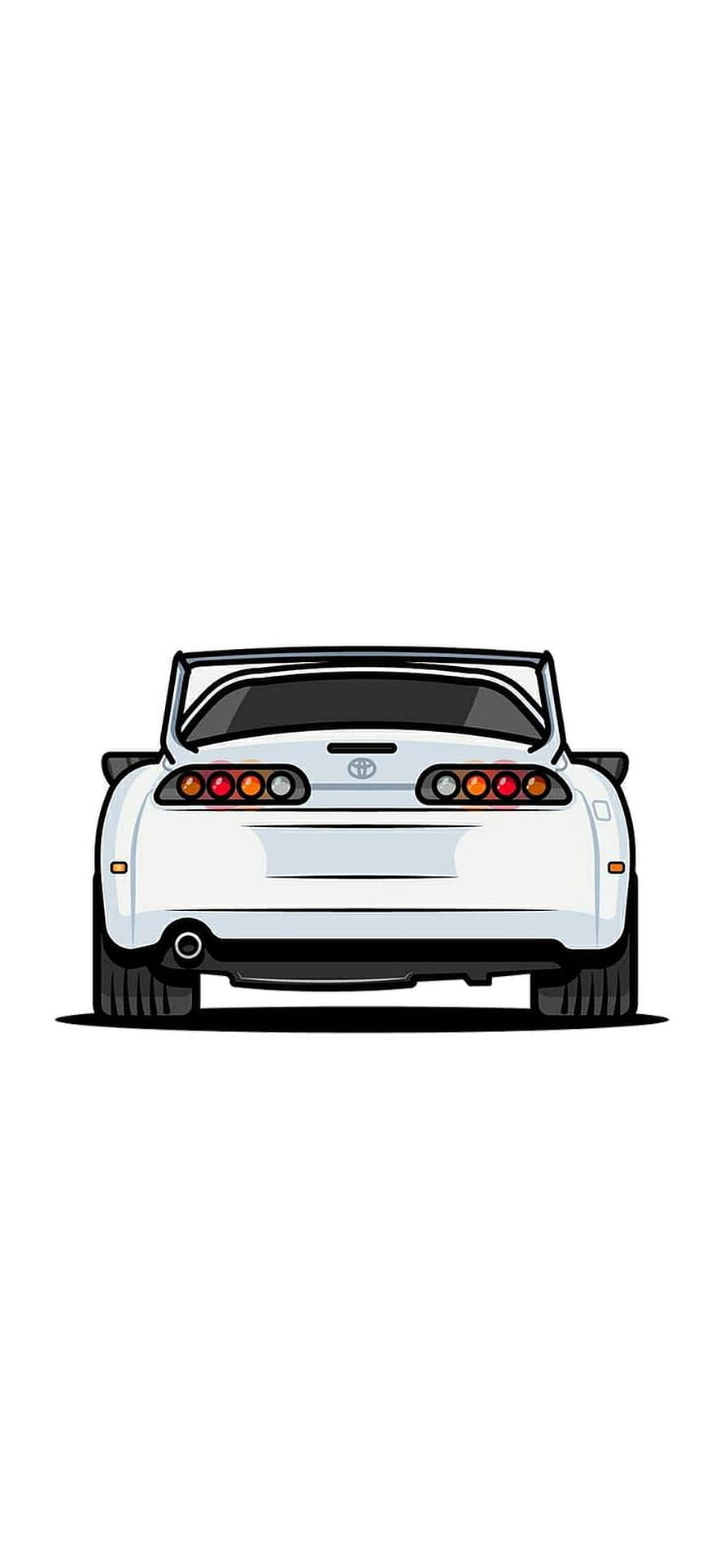 Minimalist Rear View Illustration of a White Toyota Supra Mk4 JDM Sports Car HD phone wallpaper
