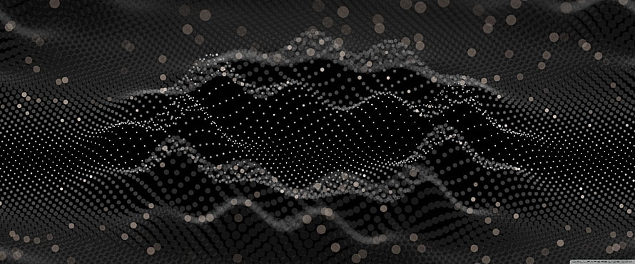 Abstract Digital Wave Pattern With Glowing Particles On Dark Background HD wallpaper