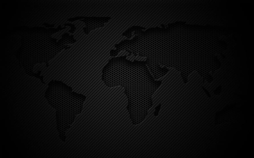 Dark World Map With Hexagonal Mesh Texture And Diagonal Carbon Fiber Pattern Background HD wallpaper