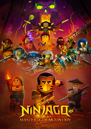 Lego Ninjago Master of the Mountain Poster Featuring Golden Ninja and Villains HD phone wallpaper