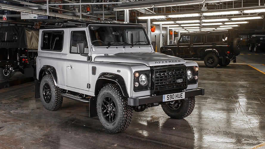 Silver Land Rover Defender 110 in Factory Assembly Line HD wallpaper