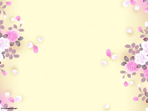 Soft Pink Rose Petal Floral Frame on Pale Yellow Background HD wallpaper