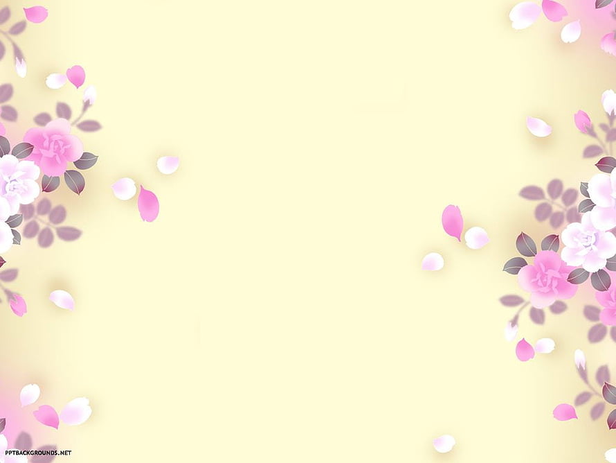 Soft Pink Rose Petal Floral Frame on Pale Yellow Background HD wallpaper