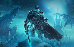 Arthas Menethil Lich King in Frozen Throne Armor from World of Warcraft HD wallpaper