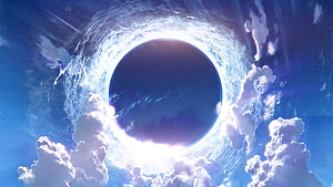 Fate Grand Order Title Screen with Cosmic Vortex and Clouds HD wallpaper