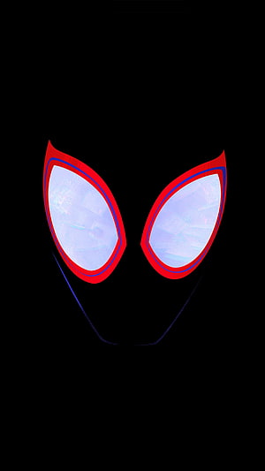 Spider-Man Into The Spider-Verse Minimalist Mask Eyes on Black Background, Face, Dark, Eyes, Spider Man: Into The Spider Verse, Movie, 2160x3840 HD phone wallpaper