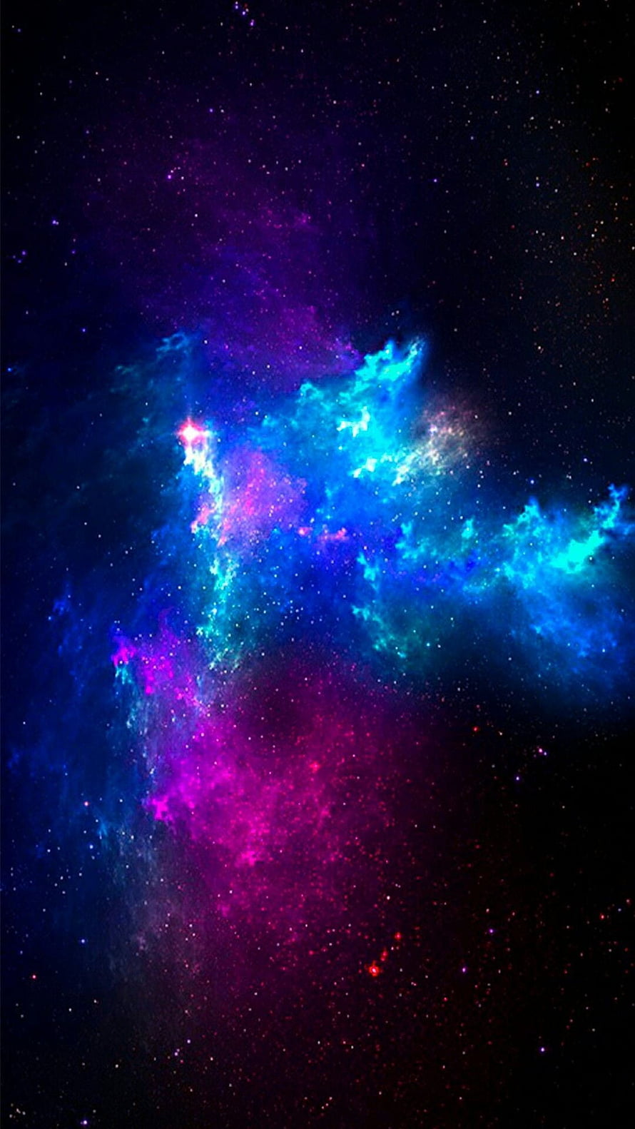 Vibrant Cosmic Nebula with Swirling Magenta and Cyan Gas Clouds in Deep Space HD phone wallpaper