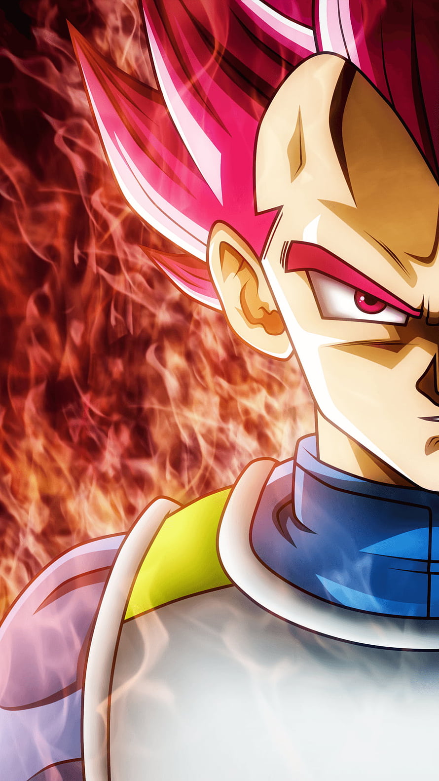 Vegeta Super Saiyan God Anime Portrait With Fiery Aura HD phone wallpaper
