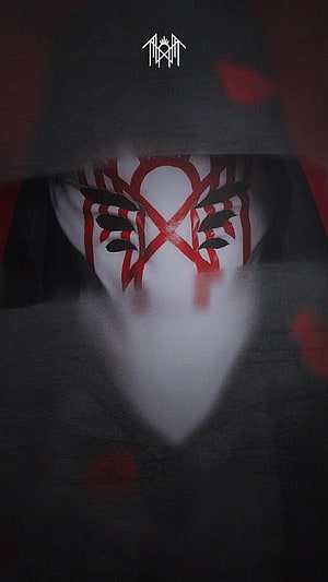 Sleep Token Band Member in Iconic White and Red Face Paint with Hooded Dark Attire HD phone wallpaper