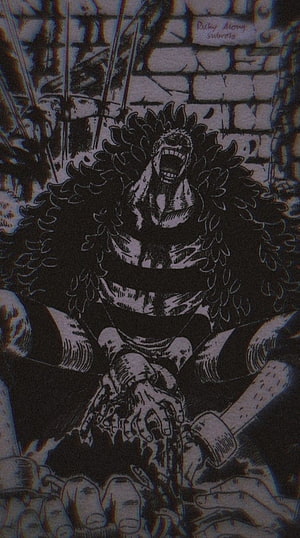 Black and White Manga Illustration of a Screaming Character with Wild Hair, One piece, art, organism, doflamingo, manga HD phone wallpaper