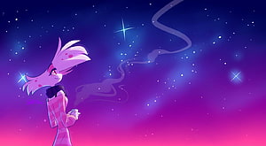 Angel Dust from Hazbin Hotel Gazing at a Starry Night Sky HD wallpaper