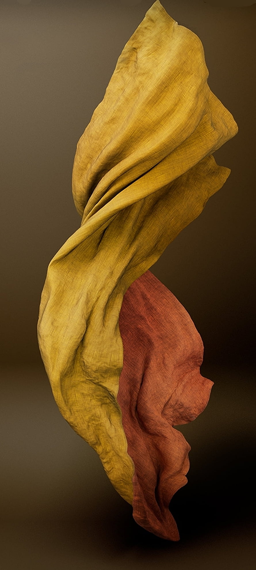 Abstract 3D Render of Flowing Yellow and Red Fabric HD phone wallpaper