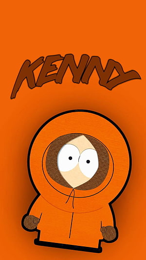 Kenny from South Park in Orange Parka on Vibrant Orange Background HD phone wallpaper