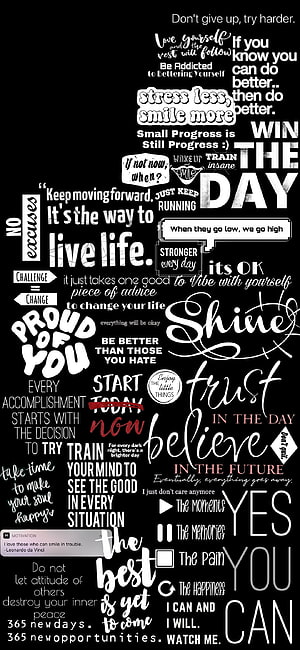 Motivational Typography Collage with Inspirational Quotes and Affirmations on Black Background HD phone wallpaper