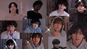 V from BTS aesthetic collage with sparkles and soft lighting HD wallpaper