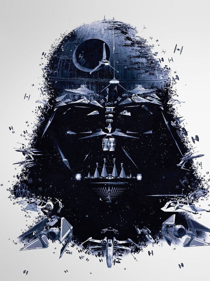 Star Wars Imperial Fleet Artwork Featuring Darth Vader Silhouette And Death Star HD phone wallpaper