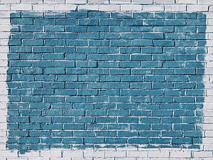 Teal Painted Brick Wall Texture with White Grout Lines and Urban Industrial Style HD wallpaper