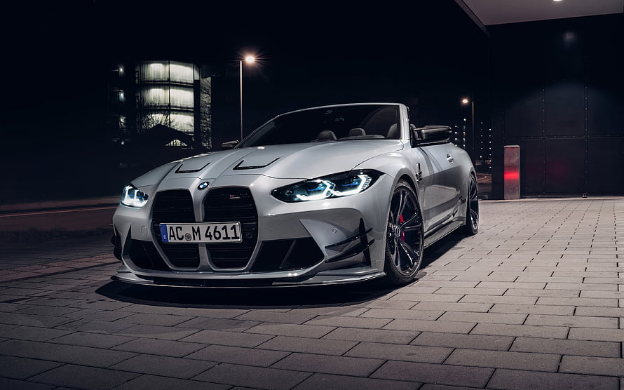 Silver AC Schnitzer BMW M4 G83 Convertible Night Cityscape HD wallpaper