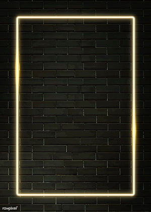 Glowing Yellow Neon Rectangle Frame on Dark Brick Wall Background HD phone wallpaper