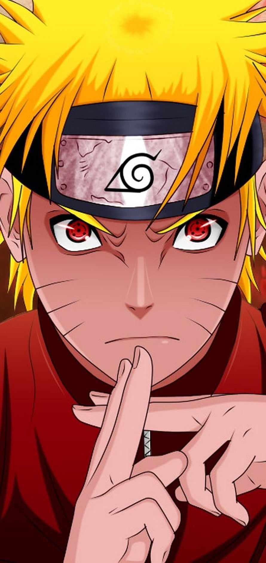 Naruto Uzumaki Performing Hand Sign With Red Eyes And Konoha Headband HD phone wallpaper