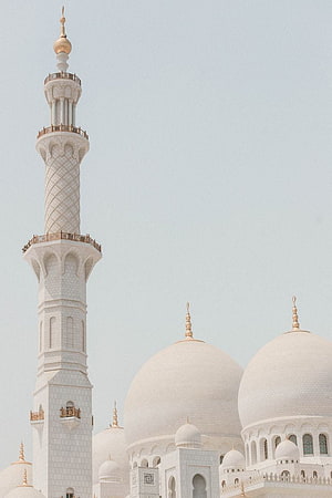 Sheikh Zayed Grand Mosque Minaret and Domes in Abu Dhabi HD phone wallpaper
