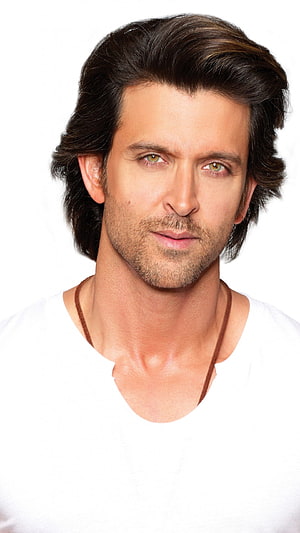 Hrithik Roshan Studio Portrait with Dark Hair and White Shirt HD phone wallpaper