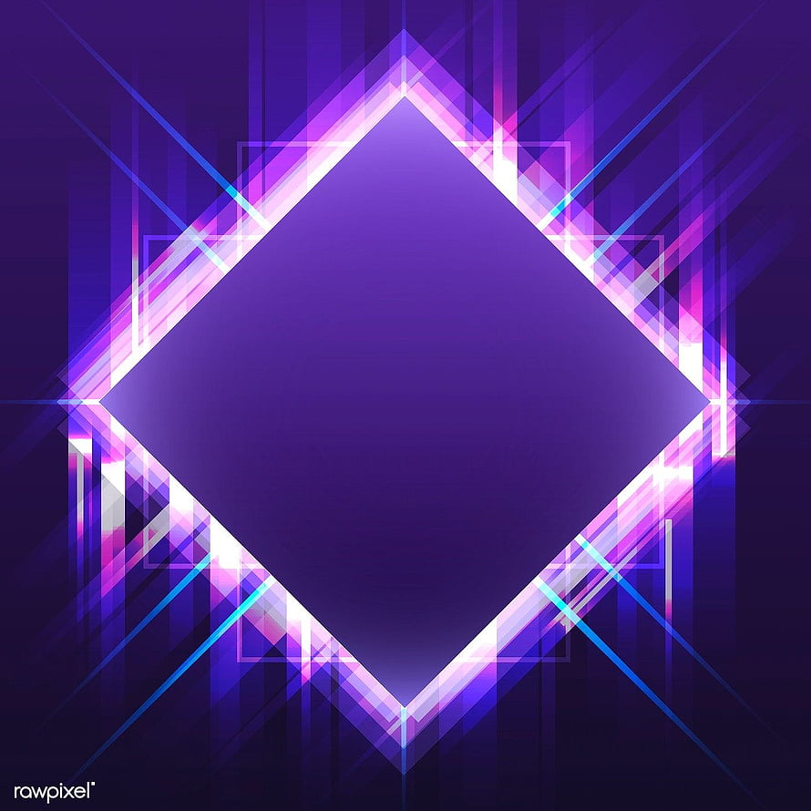 Abstract Violet Diamond Frame with Neon Light Rays and Geometric Lines HD phone wallpaper