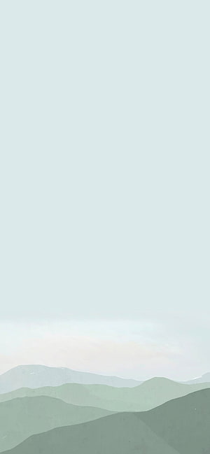 Sage Green Minimalist Mountain Landscape with Soft Pastel Sky and Layered Hills HD phone wallpaper
