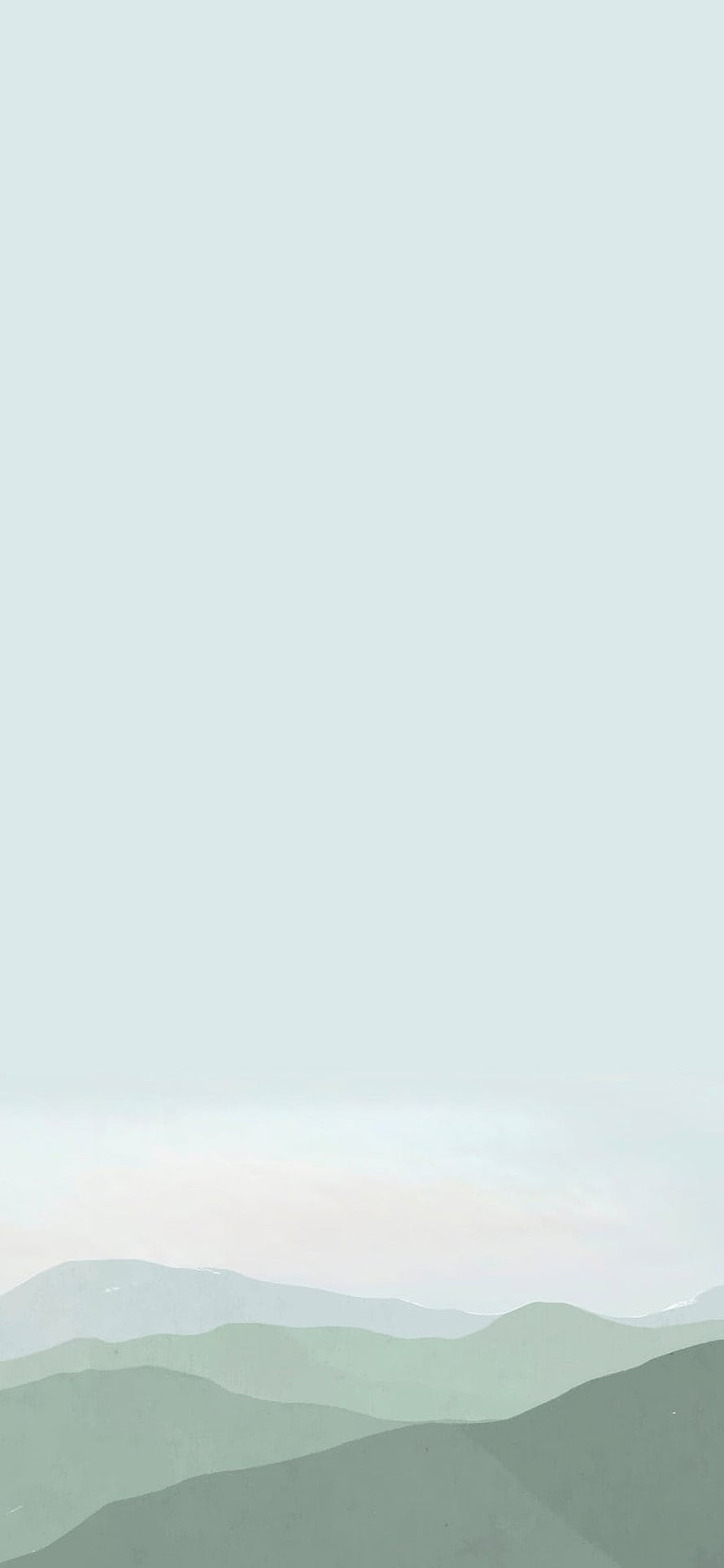 Sage Green Minimalist Mountain Landscape with Soft Pastel Sky and Layered Hills HD phone wallpaper