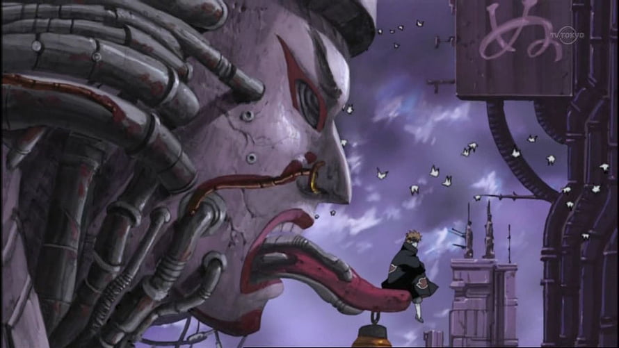 Naruto Shippuden Amegakure Hidden Rain Village Giant Mechanical Statue HD wallpaper