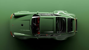 Top Down View of Green Rolls-Royce Cullinan with Open Doors HD wallpaper