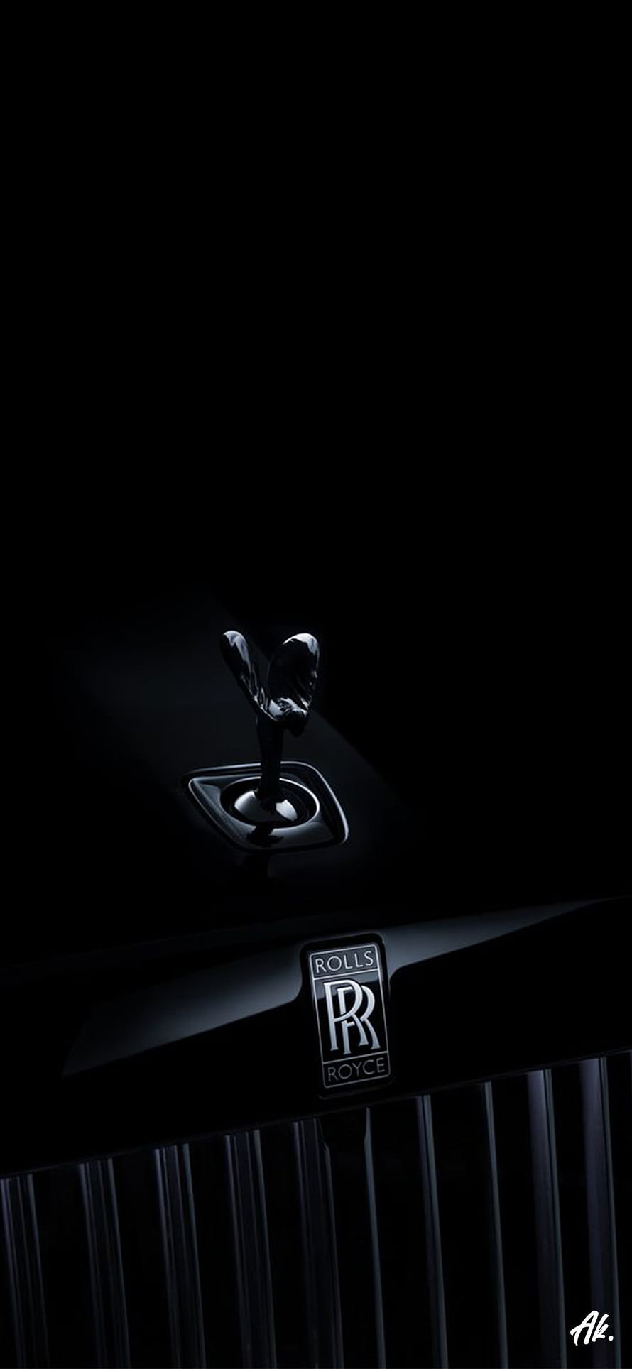 Black Rolls-Royce Spirit of Ecstasy Hood Ornament and Grille Emblem HD phone wallpaper