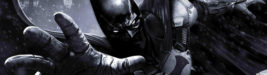 Batman Arkham Origins Dark Suit and Glove Close-Up Artwork, Batman: Arkham Origins - video game, 5120X1440 Game HD wallpaper