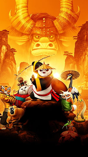 Kung Fu Panda 4 Po and the Furious Five Team Up with New Characters in Epic Adventure Poster HD phone wallpaper